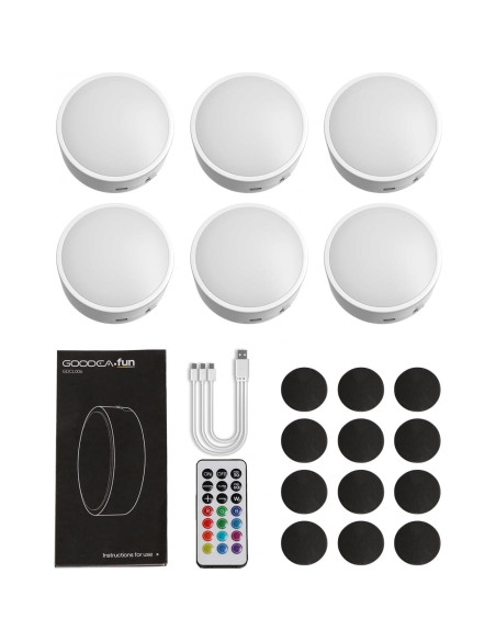 Luces Puck LED GOODEA.fun 6 Piezas RGB Control Remoto