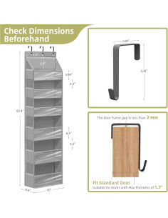 Organizador de Puerta STORAGEIDEAS 6 Bolsillos Gris 161 cm 2
