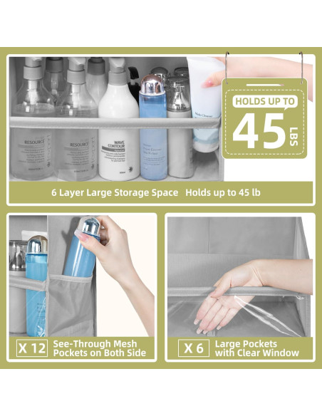 Organizador de Puerta STORAGEIDEAS 6 Bolsillos Gris 161 cm