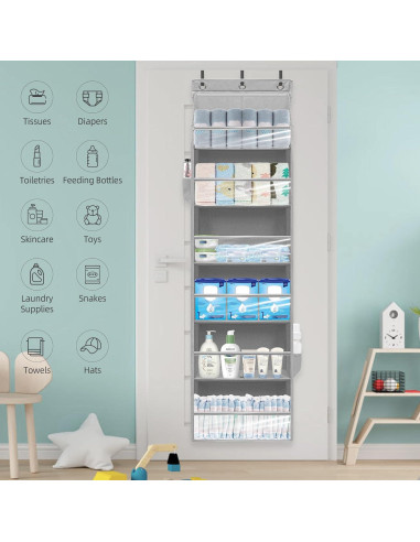 Organizador de Puerta STORAGEIDEAS 6 Bolsillos Gris 161 cm