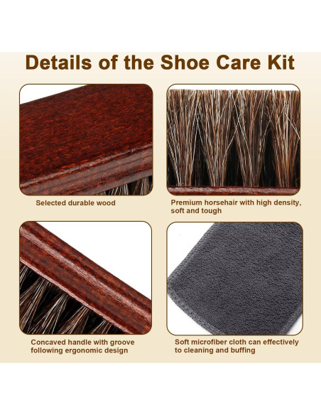 Kit de Cepillos para Zapatos de Cuero Lyssra 4 Piezas Premium