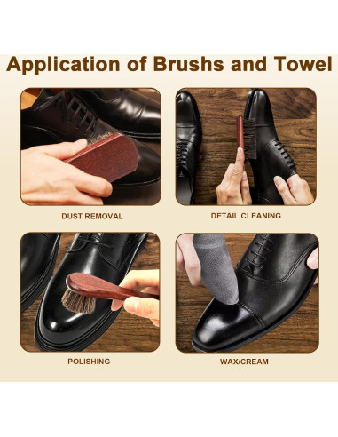 Kit de Cepillos para Zapatos de Cuero Lyssra 4 Piezas Premium
