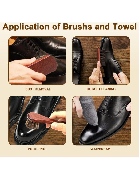 Kit de Cepillos para Zapatos de Cuero Lyssra 4 Piezas Premium