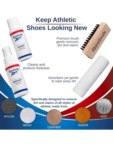 Kit de Limpieza de Zapatos Reebok - 2oz Limpiador y Protector