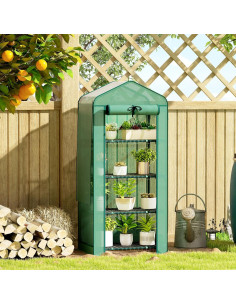 Invernadero Mini Outsunny 4 Niveles Verde 70x50x158 cm 2