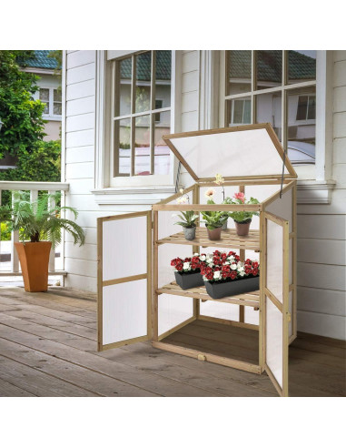 Invernadero Mini Portátil Happygrill de Madera 76.2x57.1x109.2 cm