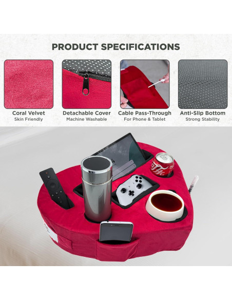 Soporte Organizador de Sofá CozyGrip Corazón Rojo 8 en 1