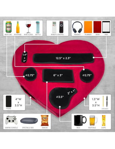 Soporte Organizador de Sofá CozyGrip Corazón Rojo 8 en 1