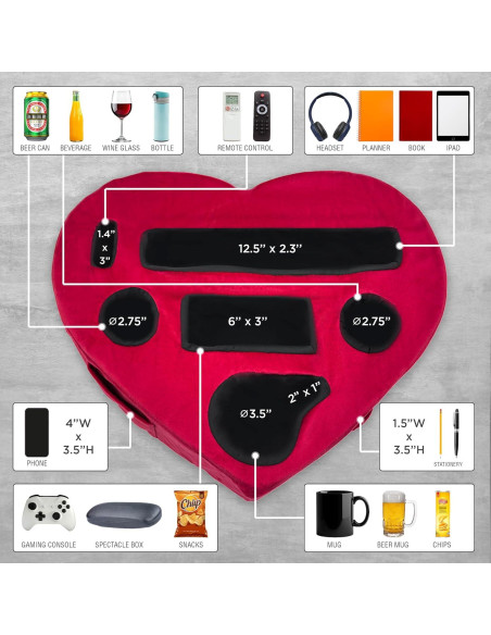 Soporte Organizador de Sofá CozyGrip Corazón Rojo 8 en 1