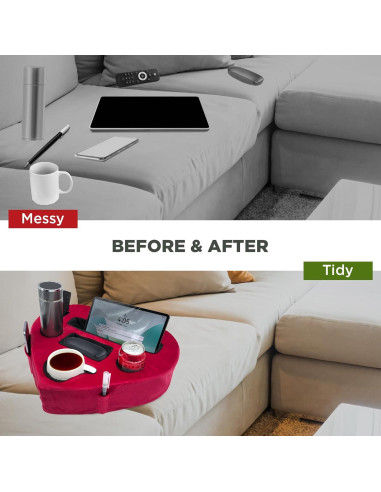 Soporte Organizador de Sofá CozyGrip Corazón Rojo 8 en 1