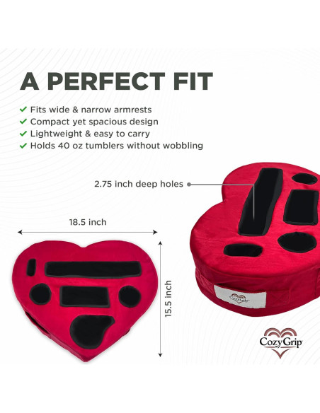Soporte Organizador de Sofá CozyGrip Corazón Rojo 8 en 1