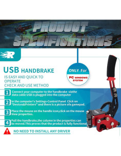 Freno de Mano USB CNRAQR Rojo para Simulador de Carreras PC 2