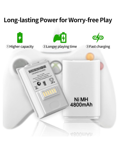 Cable de Carga USB + Batería Recargable OSTENT para Xbox 360