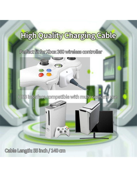 Cable de Carga USB + Batería Recargable OSTENT para Xbox 360