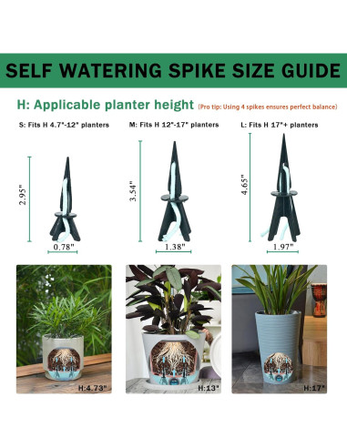 Picos de Autorriego GreenShip - 4 Unidades para Macetas 12-30 cm