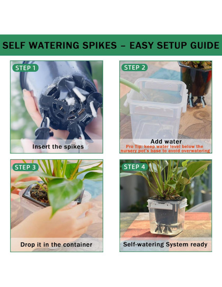 Picos de Autorriego GreenShip - 4 Unidades para Macetas 12-30 cm
