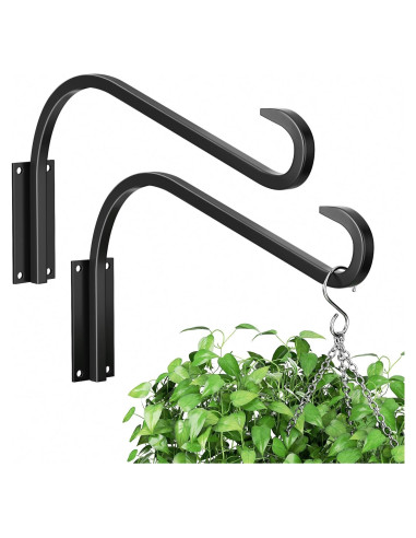 Soportes para Plantas Colgantes Saffruff 30 cm 2 Pack Metal Negro