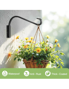 Soportes para Plantas Colgantes Saffruff 30 cm 2 Pack Metal Negro 2