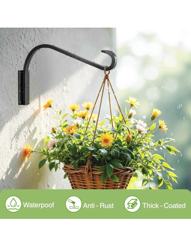 Soportes para Plantas Colgantes Saffruff 30 cm 2 Pack Metal Negro