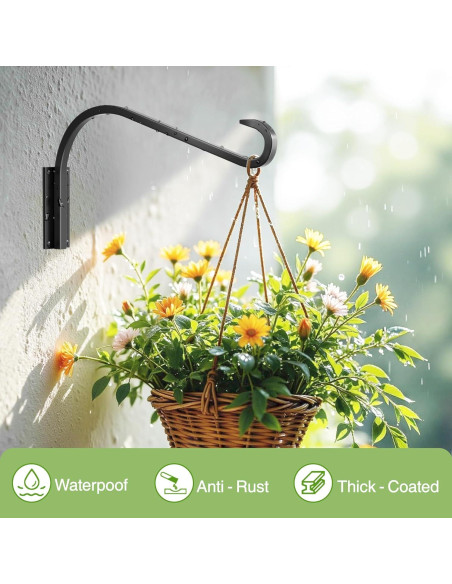 Soportes para Plantas Colgantes Saffruff 30 cm 2 Pack Metal Negro