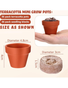 Kit de Jardinería Hushee: 36 Macetas Mini Terracota y Bloques 2