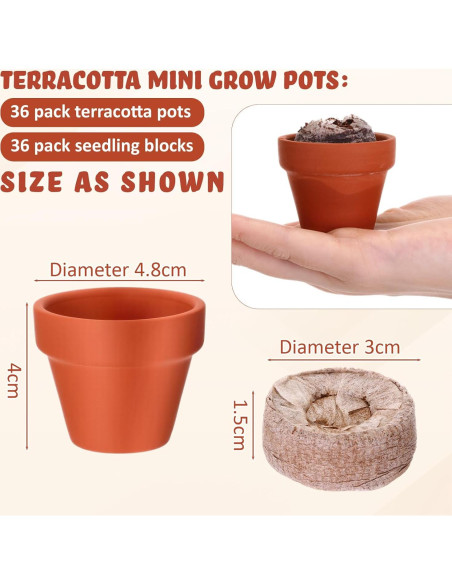 Kit de Jardinería Hushee: 36 Macetas Mini Terracota y Bloques
