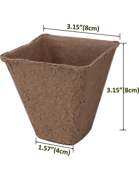 100 Macetas de Turba Biodegradables Huvai 8cm con Etiquetas