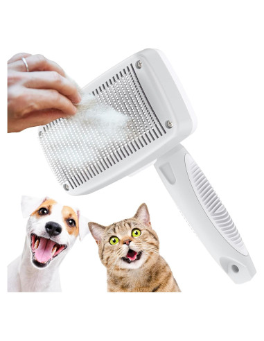 Cepillo Autolimpiante Crala para Perros y Gatos - Elimina Pelo Suelto