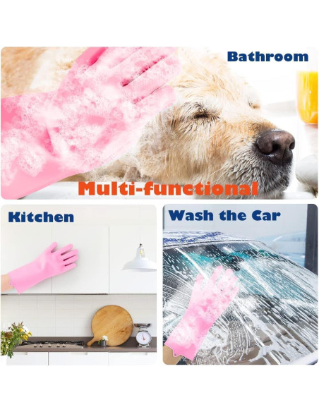 Guantes de Aseo para Mascotas Sene - Silicona Rosa 31.85x15.7cm