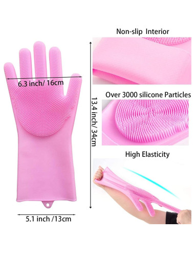 Guantes de Aseo para Mascotas Sene - Silicona Rosa 31.85x15.7cm