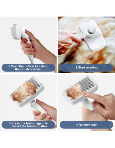 Cepillo Autolimpiante Crala para Perros y Gatos - Elimina Pelo Suelto