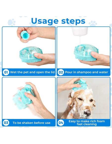 Set de Baño para Mascotas IDQQUQQ: Guantes y Cepillo Azul