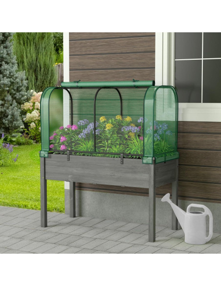 Cama de Jardín Elevada Giantex con Cubierta Invernadero PE