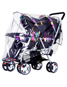 Cubierta de lluvia para cochecito de gemelos ITODA, impermeable