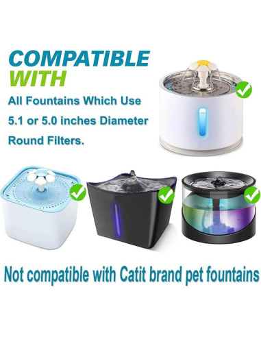 Filtros de Agua para Gatos WWVVPET 6 Paquete 50% Carbón Activado