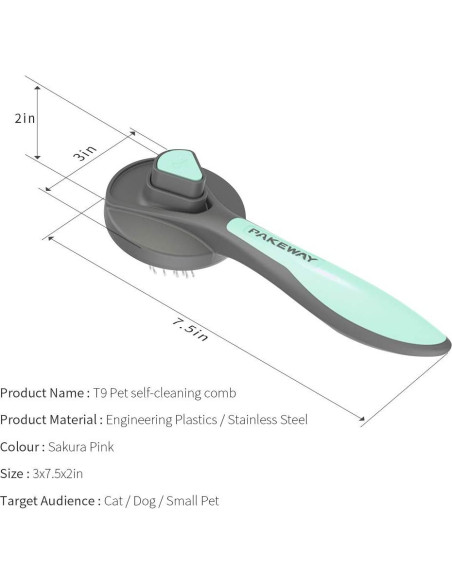 Cepillo Autolimpiante para Gatos y Perros PAKEWAY Verde