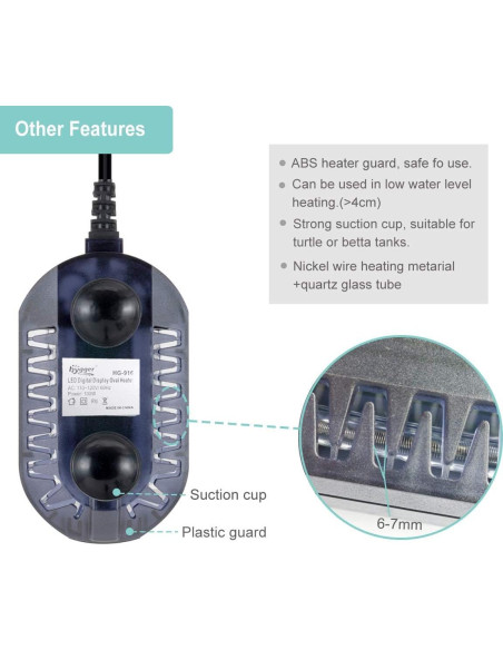 Calentador de Acuario Hygger 100W Sumergible con Termostato