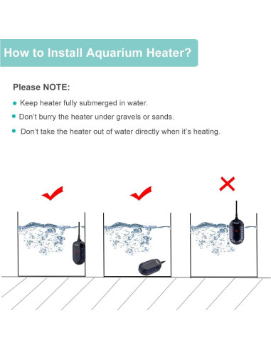Calentador de Acuario Hygger 100W Sumergible con Termostato