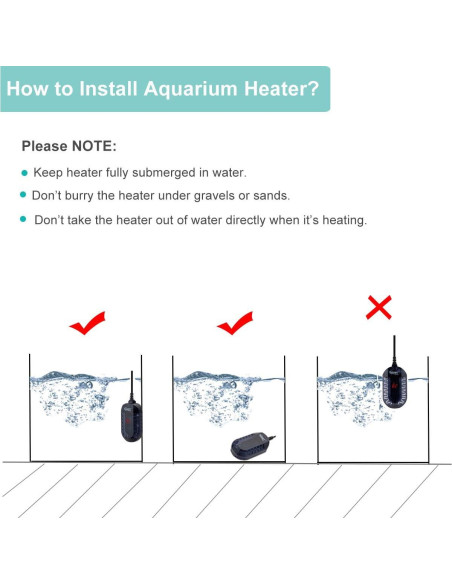 Calentador de Acuario Hygger 100W Sumergible con Termostato