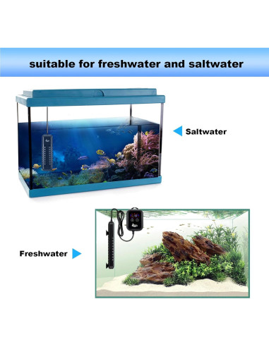 Calentador de Acuario AQQA 1200W con Controlador LED