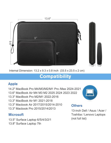 Funda Dura FINPAC para Laptop 13" MacBook Air/Pro Negra