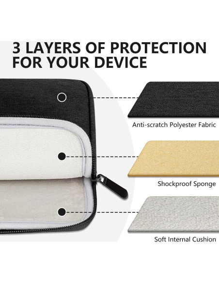 Funda Acolchada para Laptop 15.6" HEDUGO Negra con Bolsillo