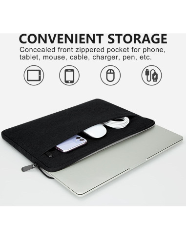 Funda Acolchada para Laptop 15.6" HEDUGO Negra con Bolsillo