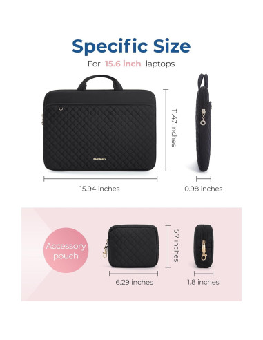 BAGSMART Funda Acolchada para Laptop 15.6" Negra