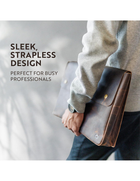 Carpeta de cuero Moonster para laptop 15.6" marrón oscuro