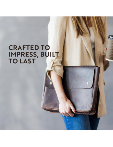 Carpeta de cuero Moonster para laptop 15.6" marrón oscuro