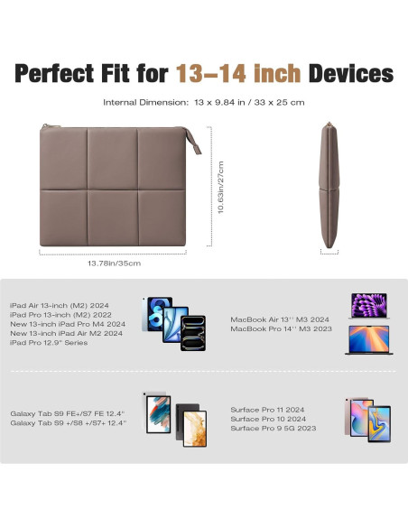 Funda Acolchada MoKo para Laptop 13.3-14" PU Café