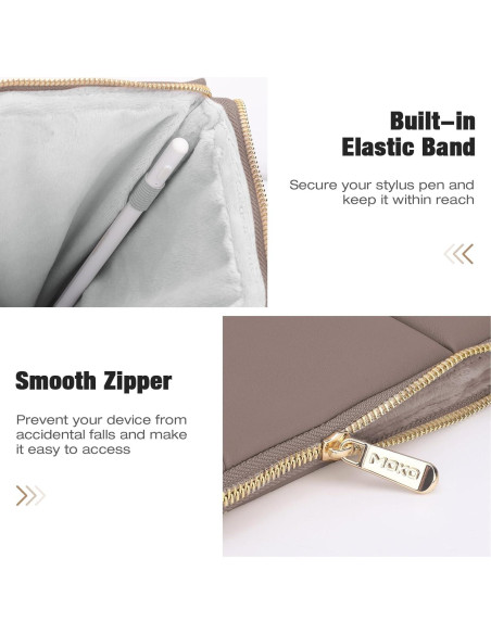 Funda Acolchada MoKo para Laptop 13.3-14" PU Café