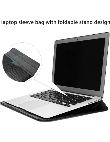 Funda para Laptop MOSISO 13.3" Cuero PU Negro Compatible MacBook