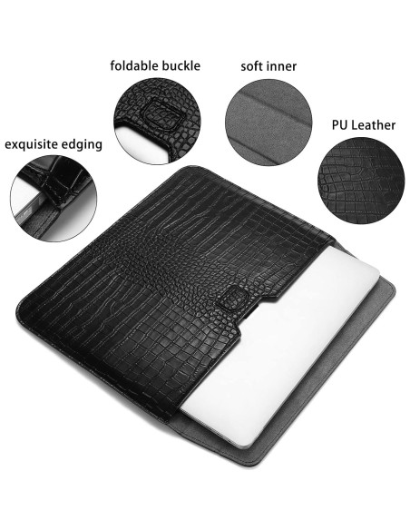 Funda para Laptop MOSISO 13.3" Cuero PU Negro Compatible MacBook